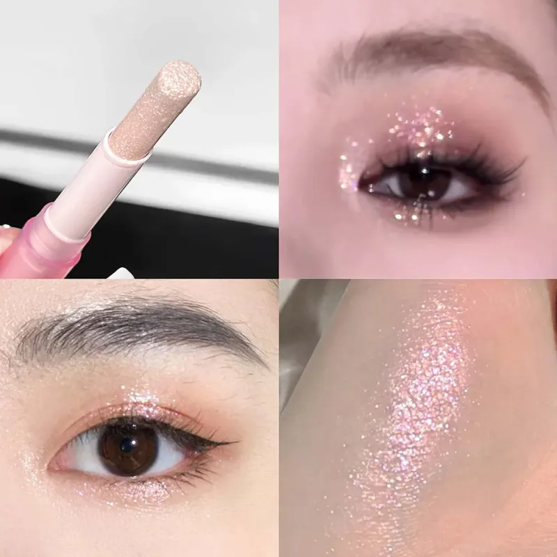 Caneta iluminadora de sombra brilhante, à prova d'água, azul diamante, gelatina, bastão, glitter, rosa, roxo, sombra de olho, maquiagem brilhante