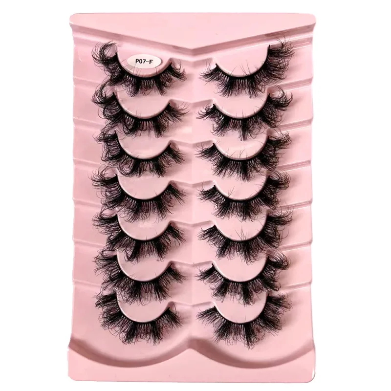 7 Pairs False Eyelashes Wispy Lashes Natural Look Fake Eyelashes Faux Mink Fluffy Strip False Lashes Pack