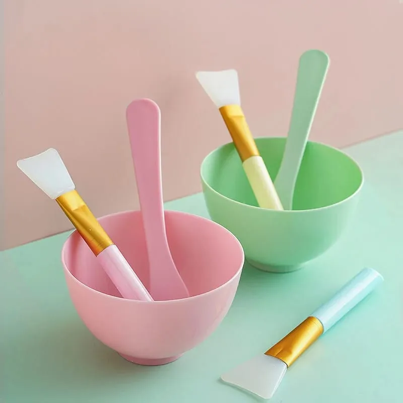 面膜混合碗套裝 5 件組 DIY 面膜混合工具套件面膜碗棒抹刀矽膠軟面刷勺子