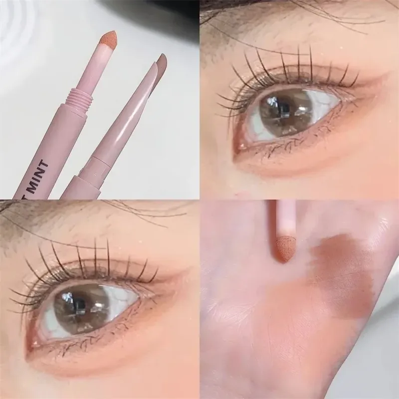 Caneta aegyosal fosca com glitter de extremidade dupla, destaque e sombra, maquiagem para os olhos, delineador em gel para bicho da seda
