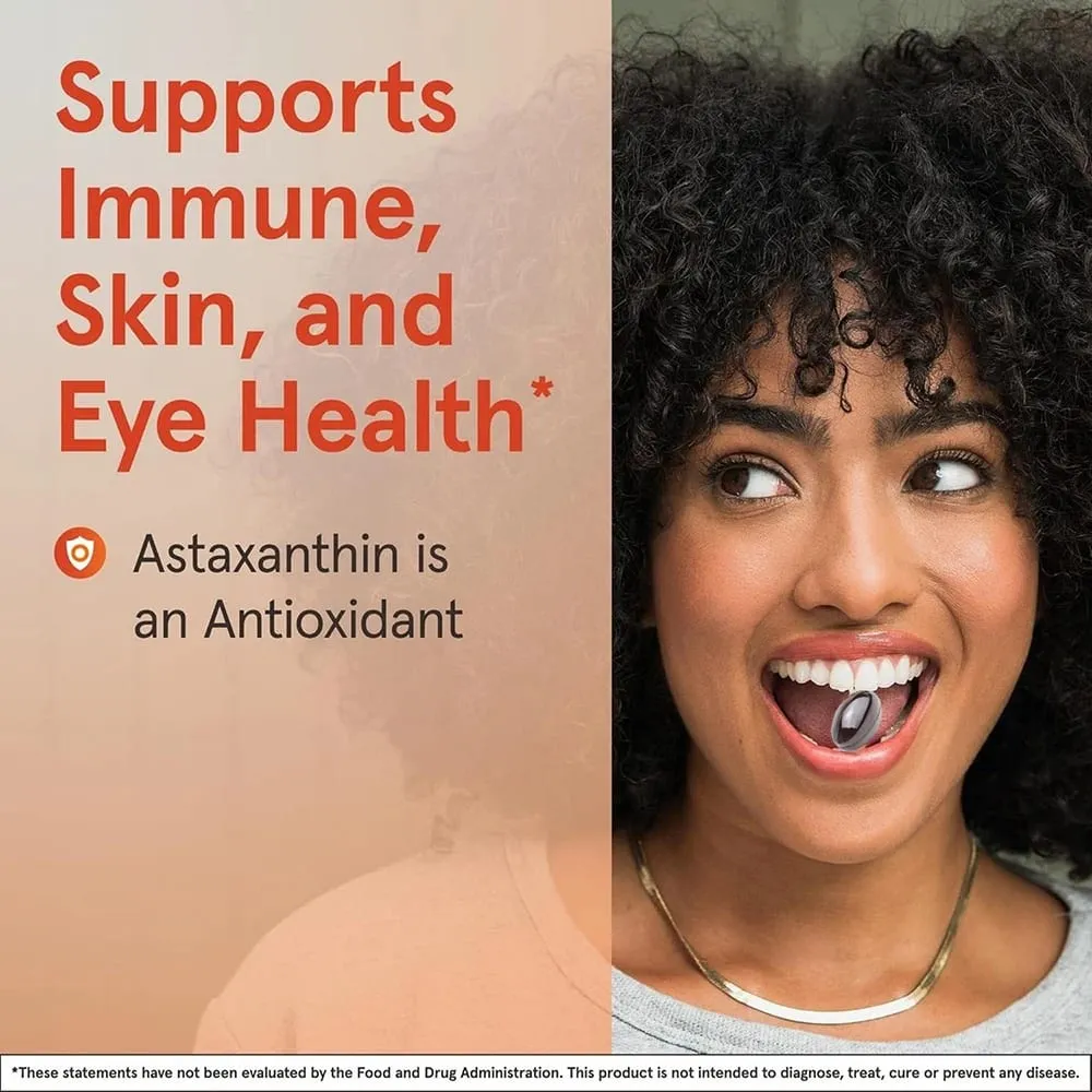 Astaxanthin 12mg Softgels - Astaxanthin Antioxidant Supplements Supports Eye Joint Skin & Circulation Health Natural Tanning