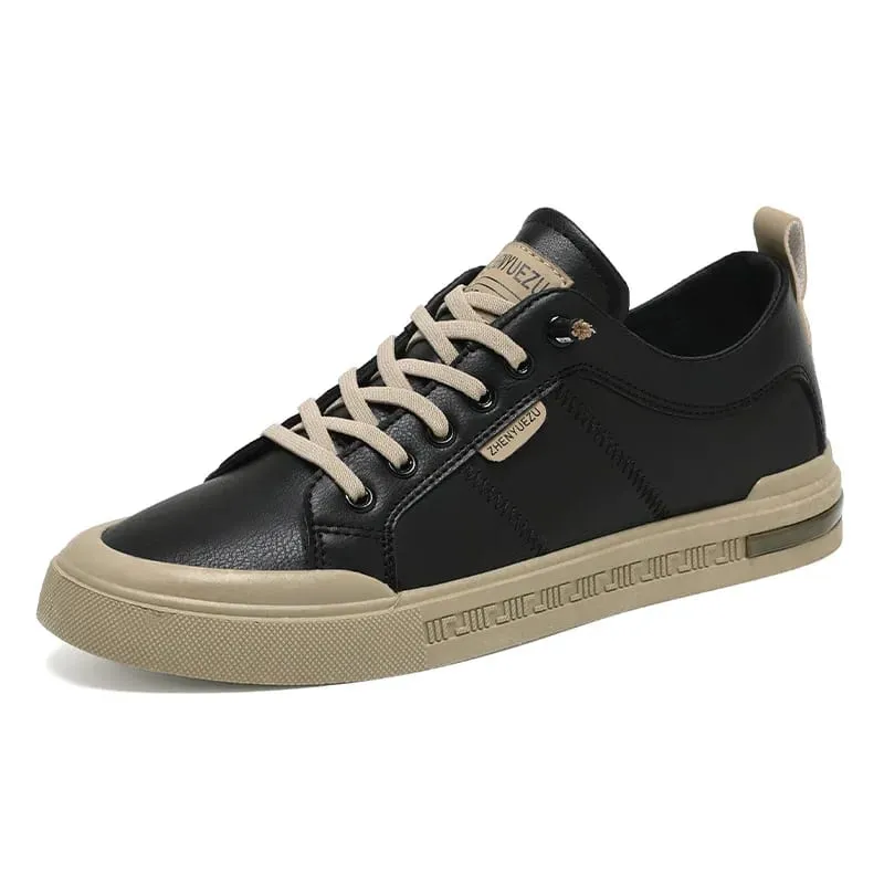Tênis de couro de cano baixo masculino de alta qualidade macio durável branco sapatos casuais na moda calçado inspirado no skate para streetwear diário