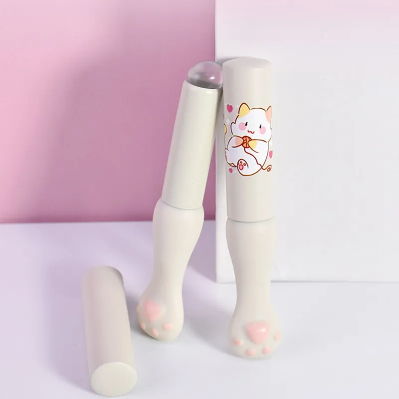 Escova labial de silicone com capa, escovas corretivas angulares, bálsamo labial, brilho labial, cabeça angular, escovas corretivas, pata de gato, pincéis de maquiagem