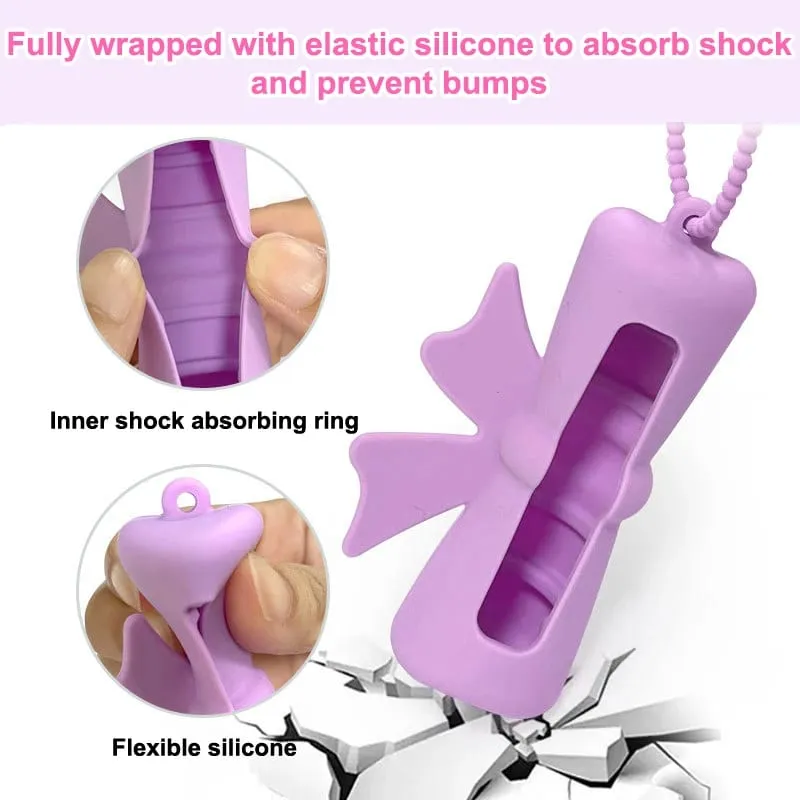 Novo arco doce forma de amendoim silicone batom capa chaveiros cor sólida saco de armazenamento batom leve titular bálsamo labial