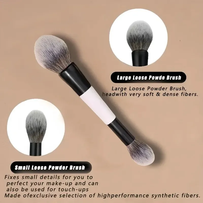 Pincéis de maquiagem de cabeça dupla 2 em 1, base angular plana, contorno corretivo para misturar pó solto, creme líquido, ferramentas cosméticas
