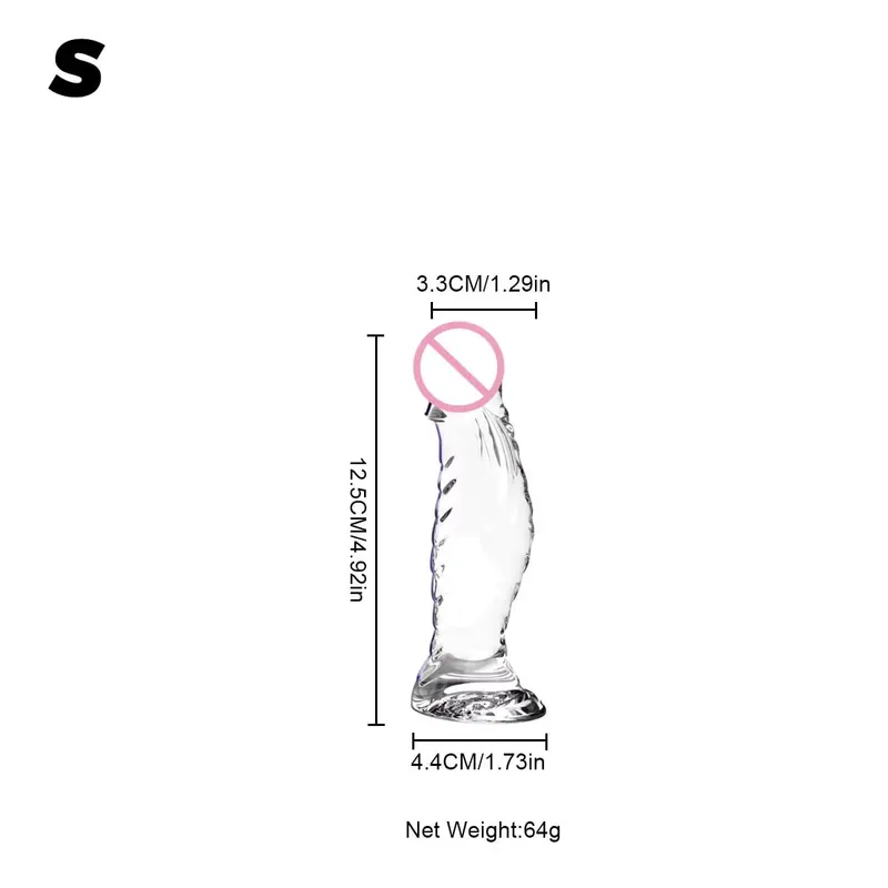 Crystal Clear Spiral Glass Dildo with Strong Suction Cup Base Transparent Realistic Anal Vaginal Sex Toy for Women Men Couples