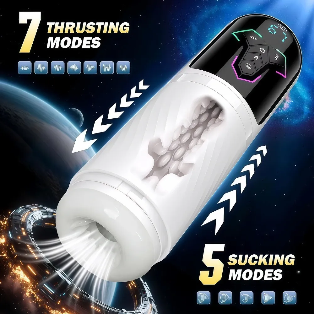 Masturbador masculino telescópico automático empurrando máquina de sucção vibração aquecimento boquete masturbação copo adulto homem brinquedo sexual