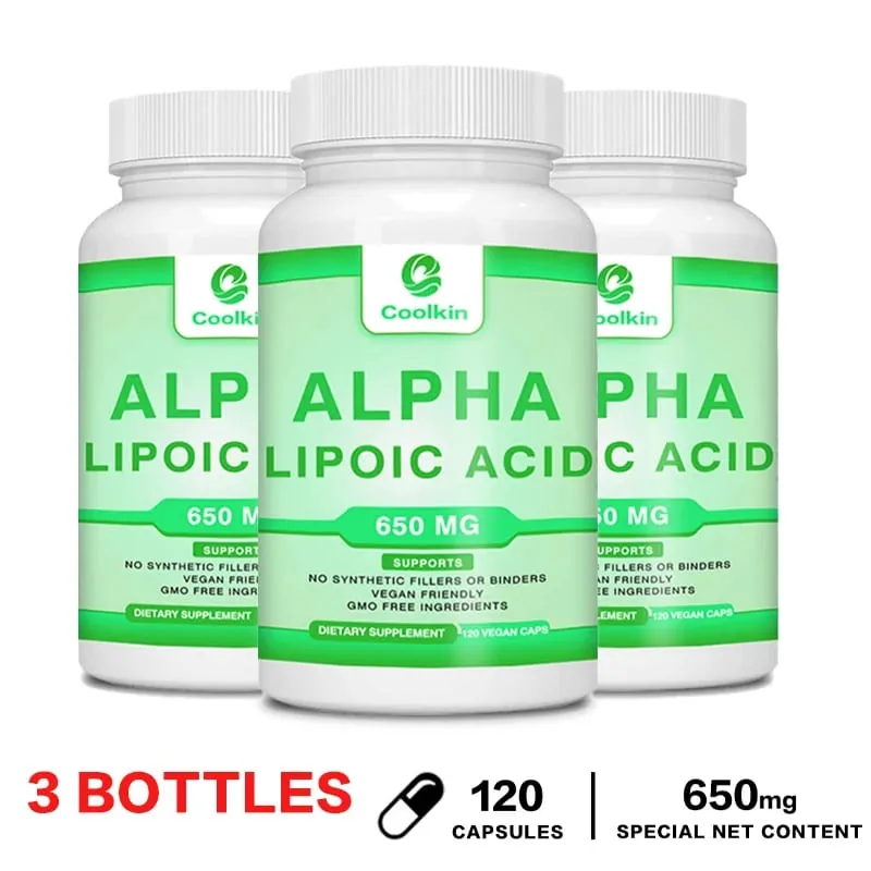 Ácido alfa lipóico - para a saúde dos nervos, circulação, função cerebral, cognição, suporte, suplemento nutricional antioxidante