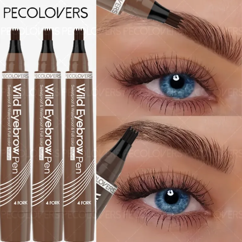 Lápis de sobrancelha natural à prova d'água 3 peças, maquiagem líquida fosca, duradoura, tatuagem de sobrancelha, cosméticos à prova de manchas