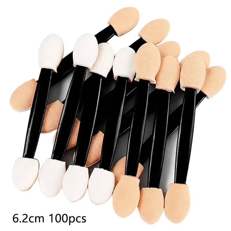 50/100 pçs aplicadores de sombra branco lados duplos sombra de olho escova de maquiagem pincéis de esponja para meninas aplicadores de ferramentas cosméticas