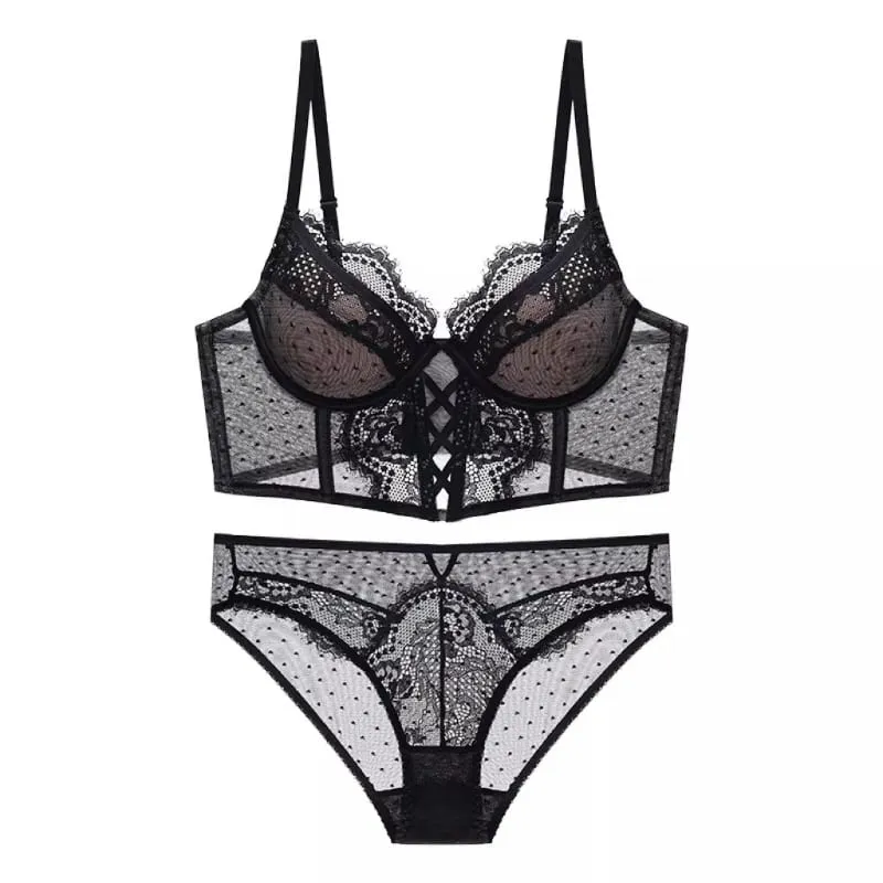 Renda francesa push up conjunto de roupa interior mulher sutiã fino underwire sheer ruched chemise macio petite pequeno busto S-XL petite elegância