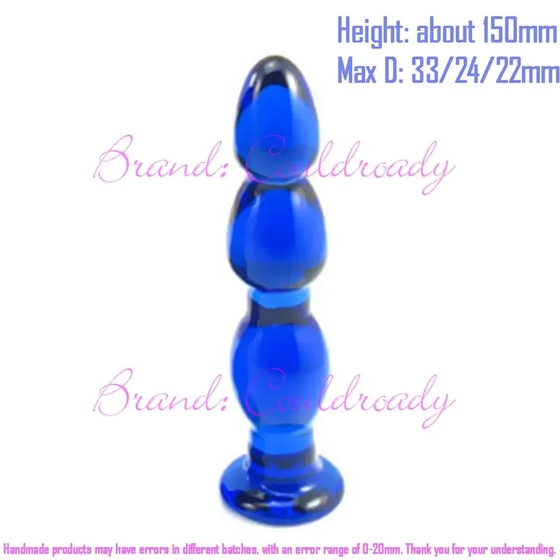 Pyrex Glass Dildo 195x33mm Fake Penis Crystal Anal Beads Butt Plug Prostate Massager G Spot Female Masturbation Toys