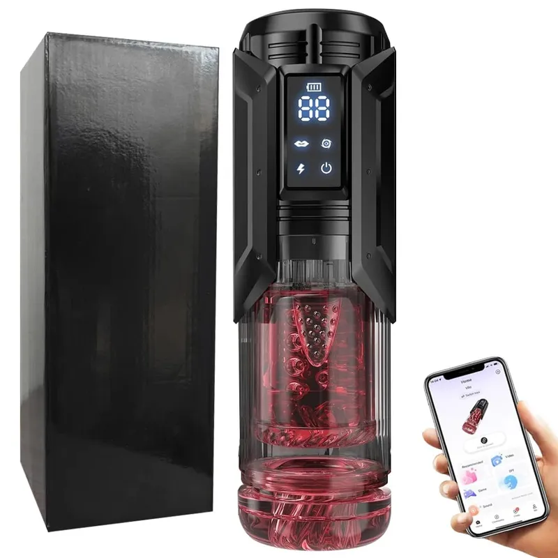 Masculino automático masturbador copo impulso rotação lambendo sucção pênis bomba bolso buceta boquete display led brinquedos sexuais para homem — image 10