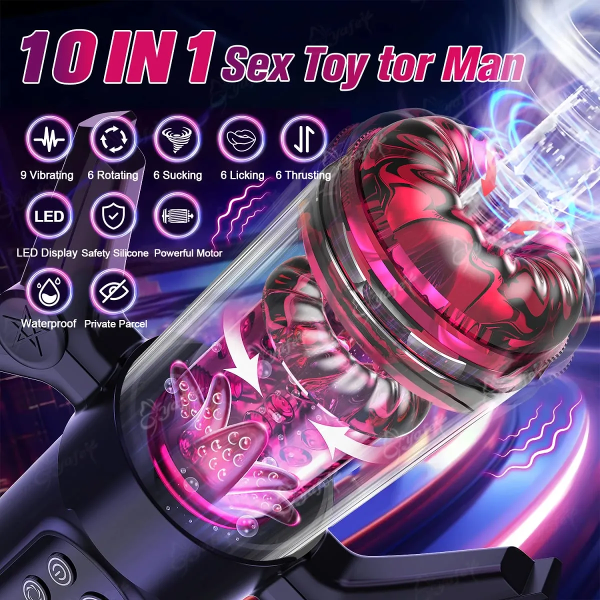 Masturbador masculino automático para homens 9 vibração 6 sucção rotativa lambendo modos telescópicos bolso buceta Stroker Boquete brinquedos sexuais