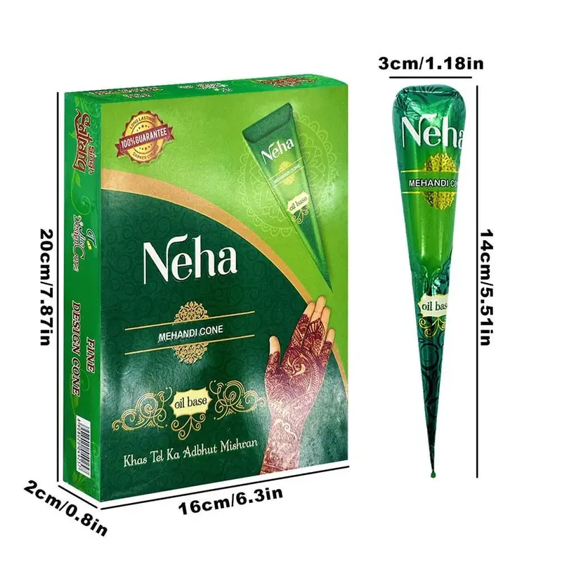 Pasta de henna em cones, planta natural pura, à prova d'água, longa duração, tatuagem temporária, creme mehndi, arte corporal, pasta de desenho à mão