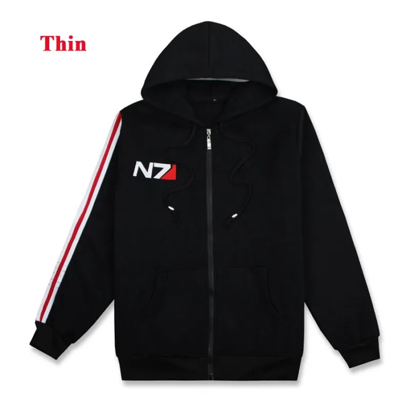 Game Mass Effect N7 Hoodie Unisex Sweatshirt Jacket Embroidered Zipper Hoodies Men Women Coat N7 Tshirt Streetwear