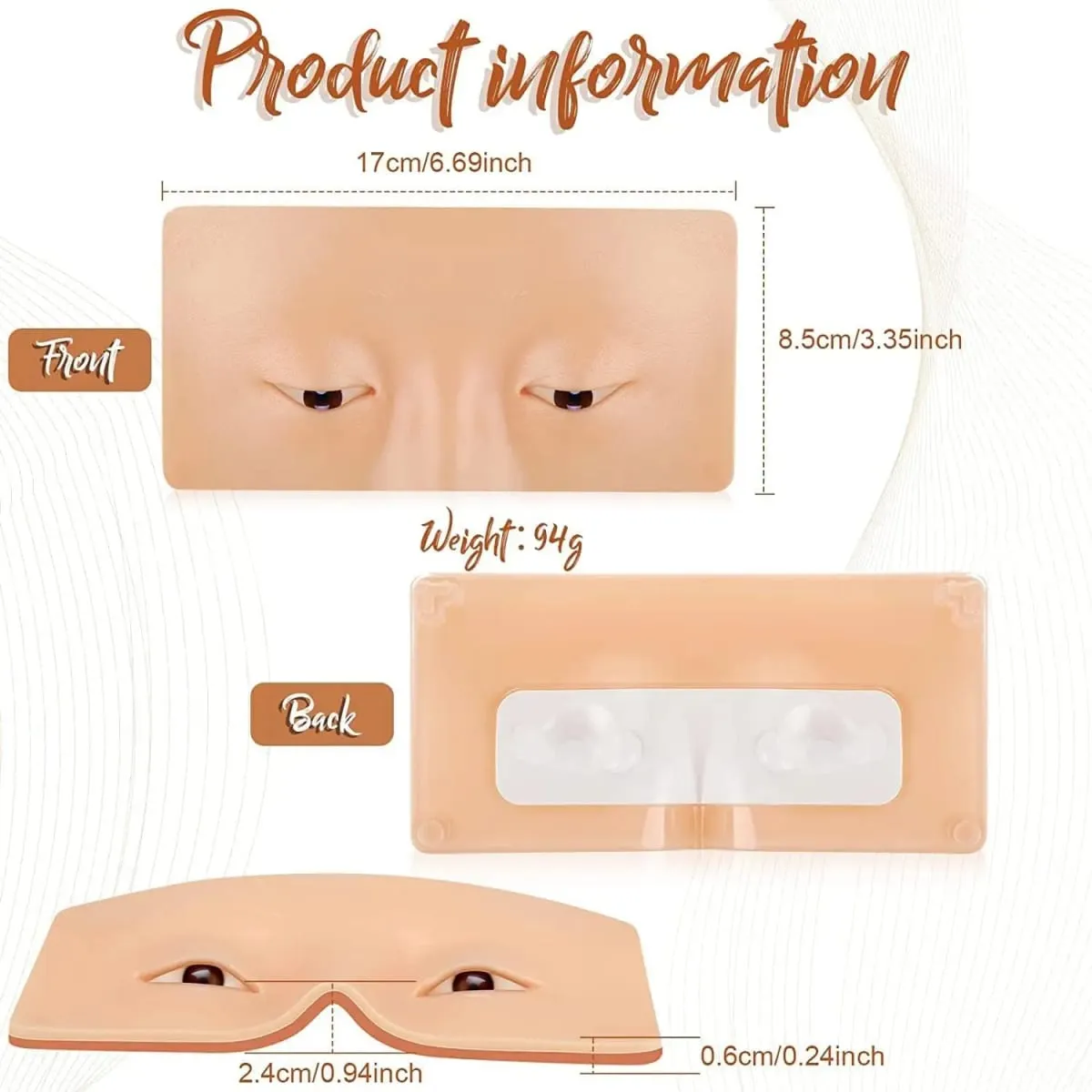 Wheat Silicone Makeup Practice Board with Pearl Stickers and Brushes - Suitable for Makeup Artists and Beginners