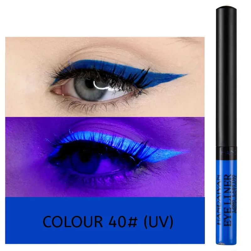 Caneta delineadora neon com luz uv, maquiagem para olhos, vermelho, à prova d'água, cor líquida, lápis de maquiagem, cosméticos, amarelo, fosco, roxo
