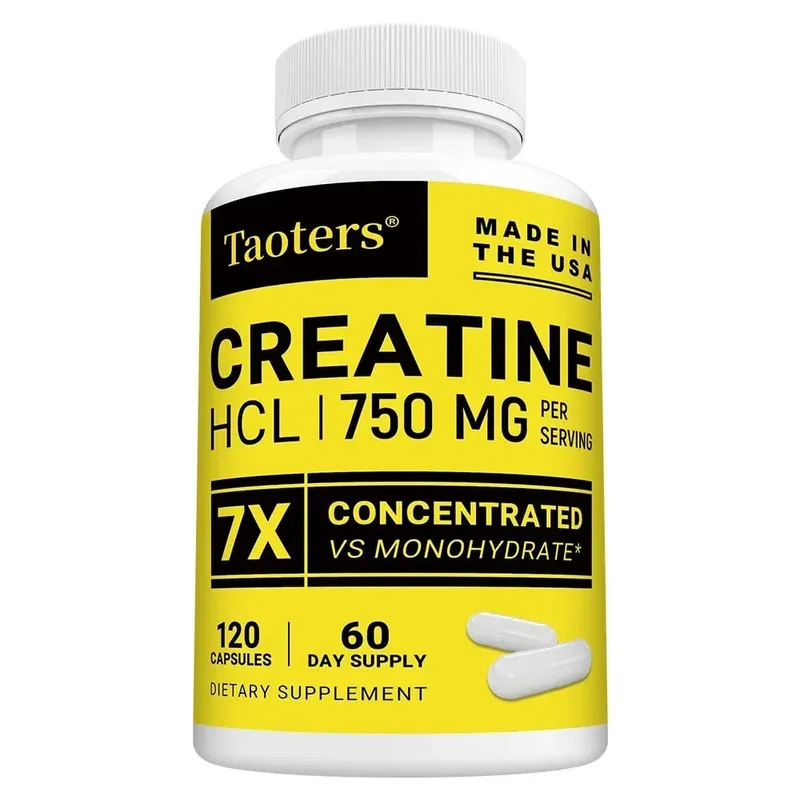 Cápsulas de creatina HCl aumentam a força muscular, foco, resistência, energia, suporte ao metabolismo, saúde cognitiva e cardíaca, não-OGM