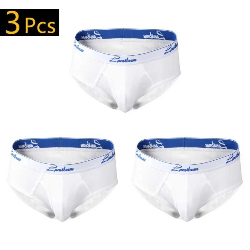 1/3 PCS Nova Roupa Interior Masculina Meados de Cintura Fio de Algodão Respirável Cor Sólida Roupa Interior Juvenil Calças Triângulo Masculinas