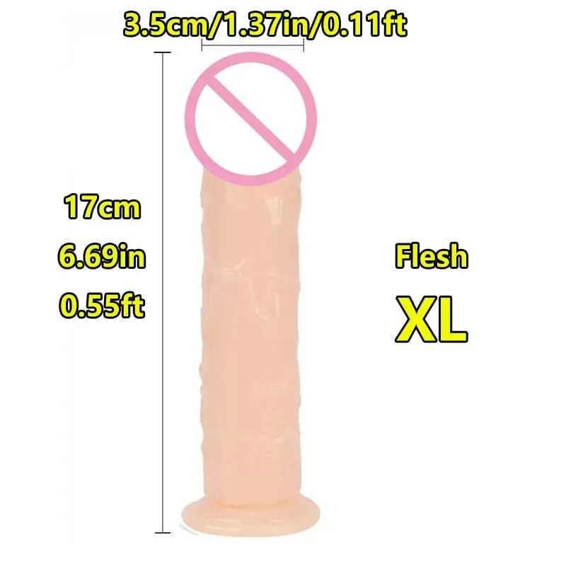Super Cheap 7 Sizes 5 Colors Realistic Soft Jelly Dildo Suction Cup Adult Sex Toy for Women and Men Vaginal and Anal Masturbator