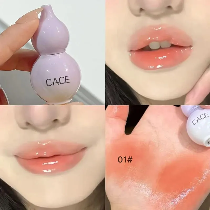 Mini cabaça design esmalte labial 3 cores conjunto de maquiagem hidratante duradouro vidro de água lipgloss matiz hidratante mancha labial cosméticos