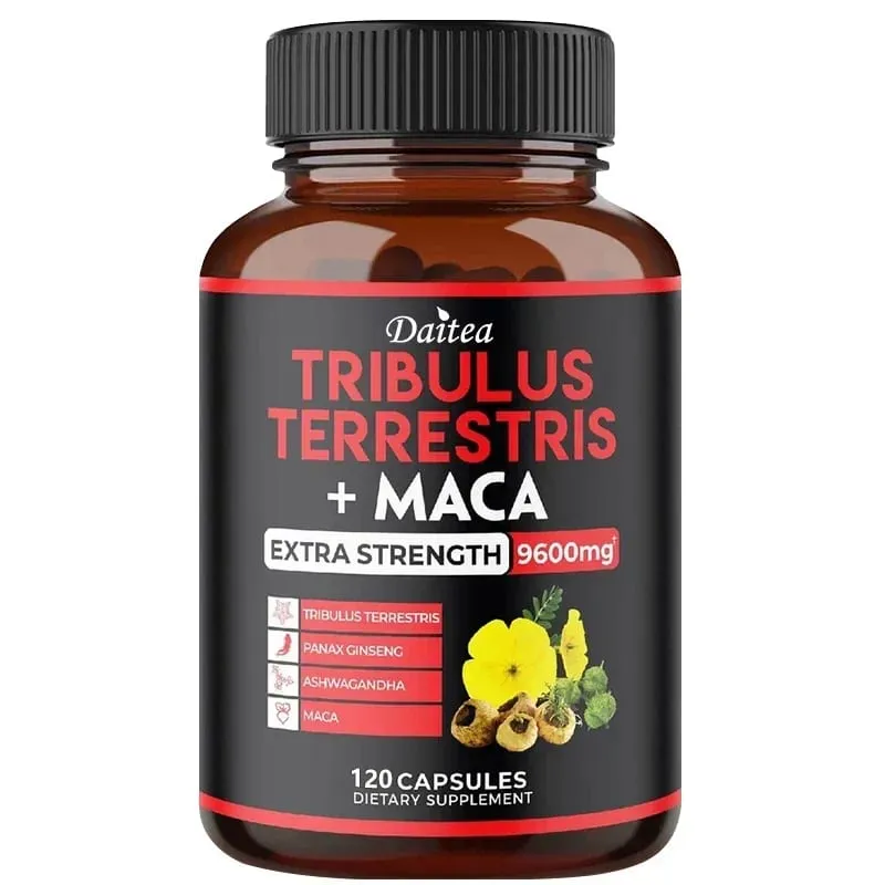 Daitea Tribulus + 瑪卡萃取膠囊 - 超強度 9600 毫克 - 能量耐力與天然能量非基因改造