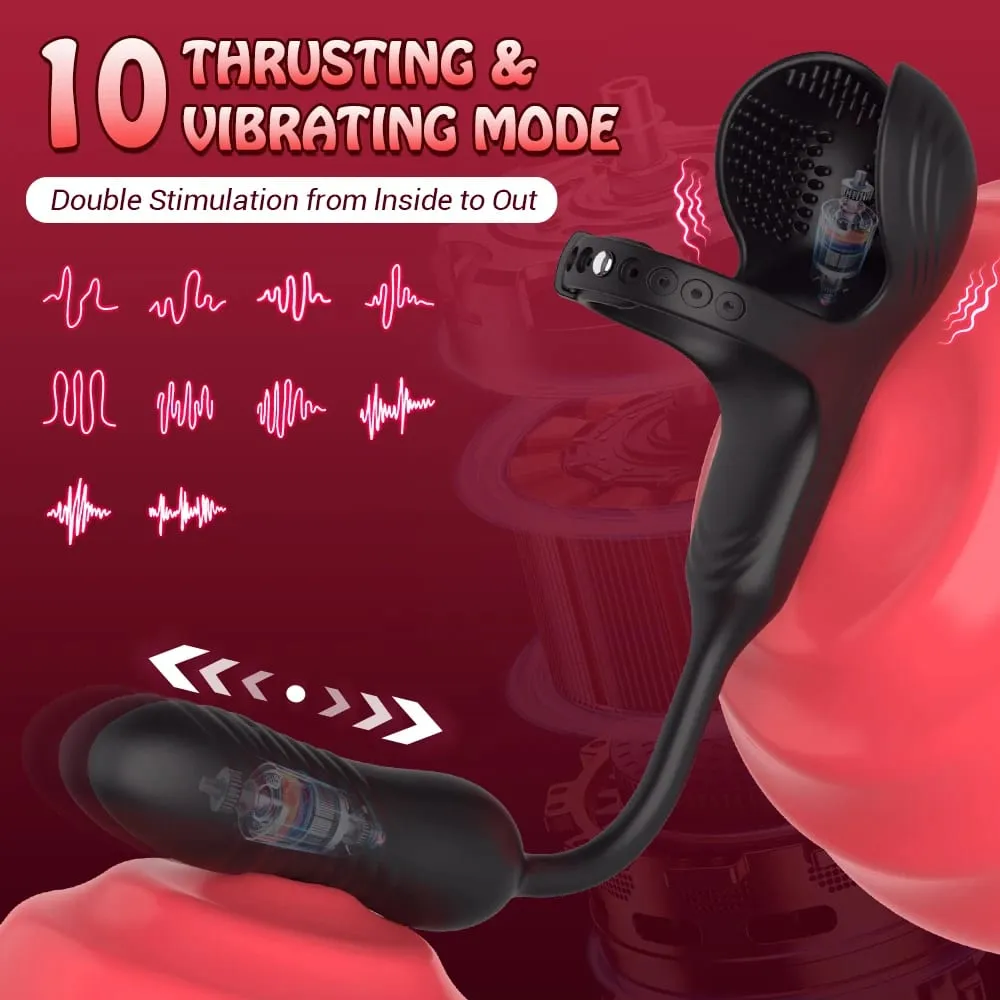 Empurrando plugue anal vibrador masculino massageador de próstata controle remoto anel peniano testículo taint estimulador brinquedos sexuais para homens casais