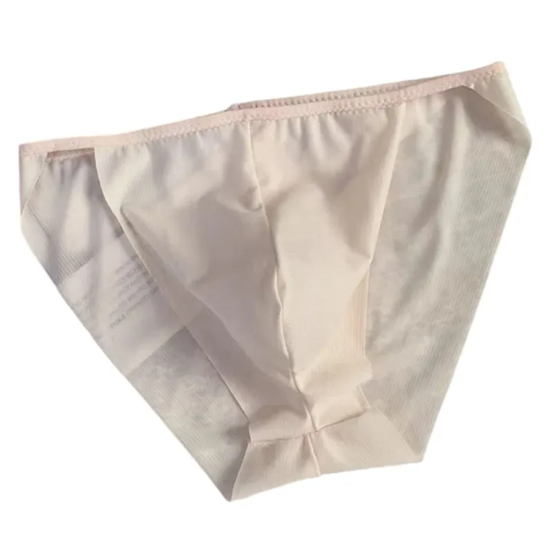 Confortável protuberância bolsa masculina alta corte transparente calcinha de malha cuecas moda sem costura lingerie homem