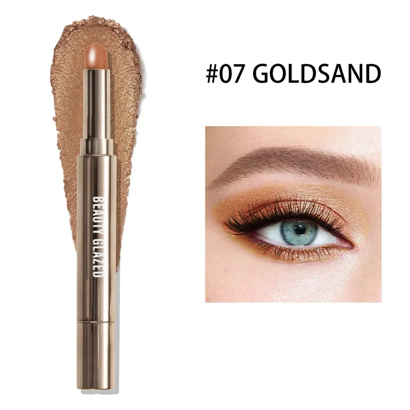 10 cores dupla extremidade sombra de olho vara com esponja escova perolada duradoura sombra caneta contorno portátil maquiagem cosméticos