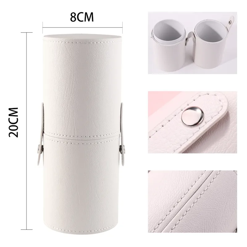 Makeup Brush Cylinder Brushes Storage Holder Organizer Travel Case for Cosmetic Tools PU Leather Big 1pcs