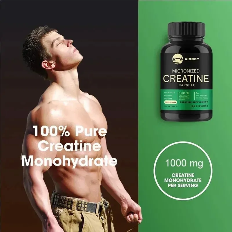 Cápsulas de monohidrato de creatina - suplemento de desempenho muscular de força para homens e mulheres, sem OGM e sem glúten — image 6