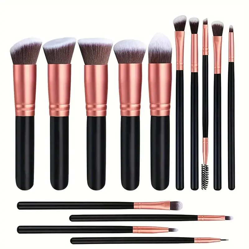 14-16 pçs conjunto de pincéis de maquiagem profissional kit de maquiagem premium base de cabelo sintético sombras de energia mistura ferramentas de beleza
