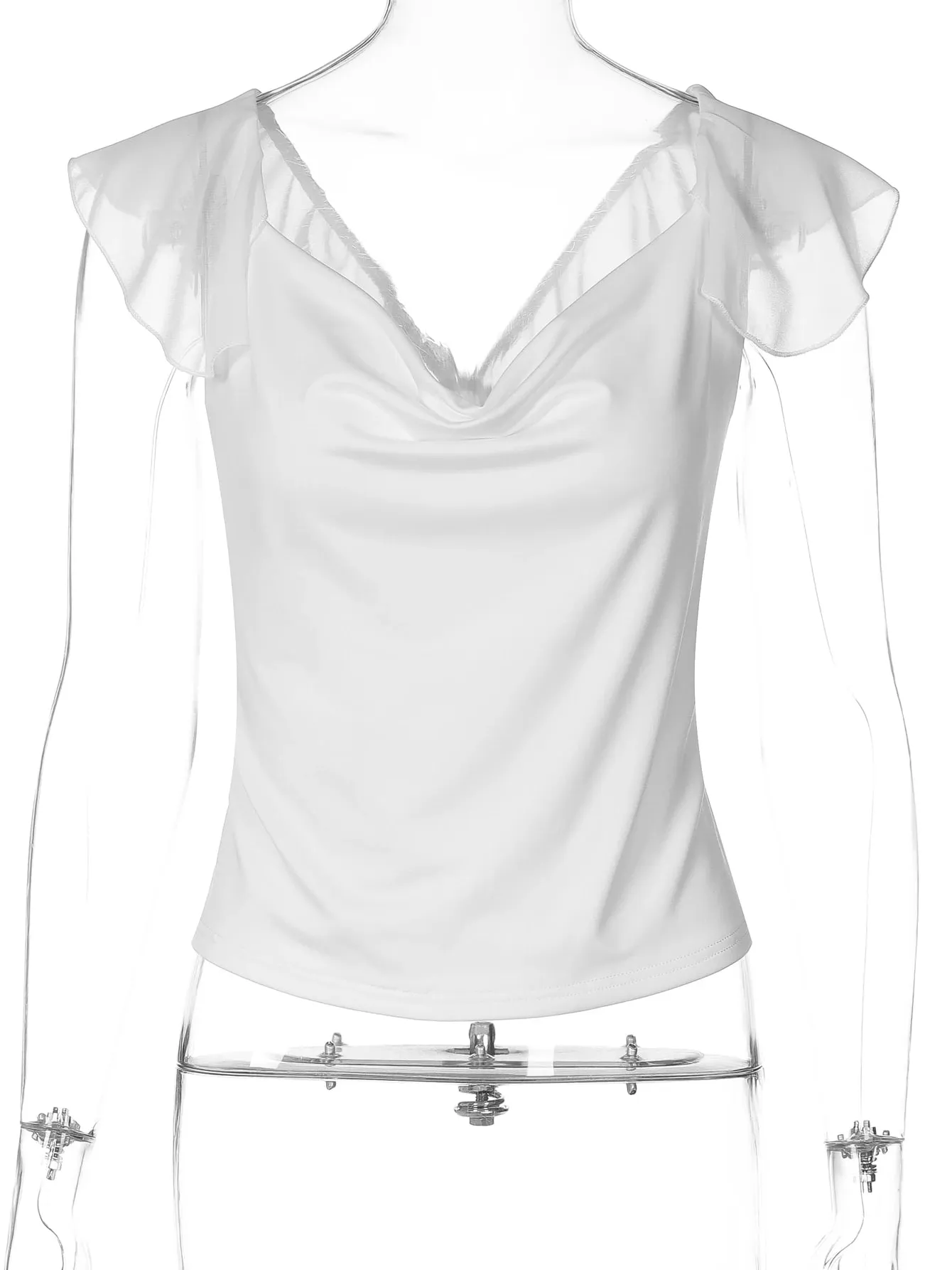 Dulzura gola oscilante sem costas chiffon retalhos regata feminina sólida sexy casual y2k topo festa férias praia roupa de verão