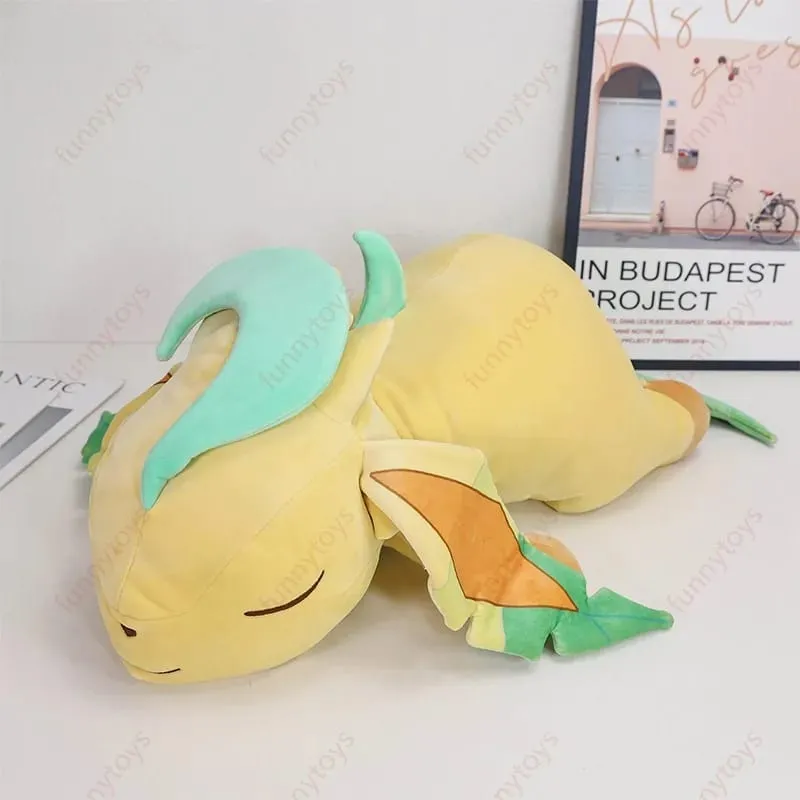 Travesseiro de pelúcia Pokémon para posição de dormir Leafeon Espeon Sylveon Furret Cubone Scorbunny Bulbasaur Squirtle Almofada de pelúcia macia