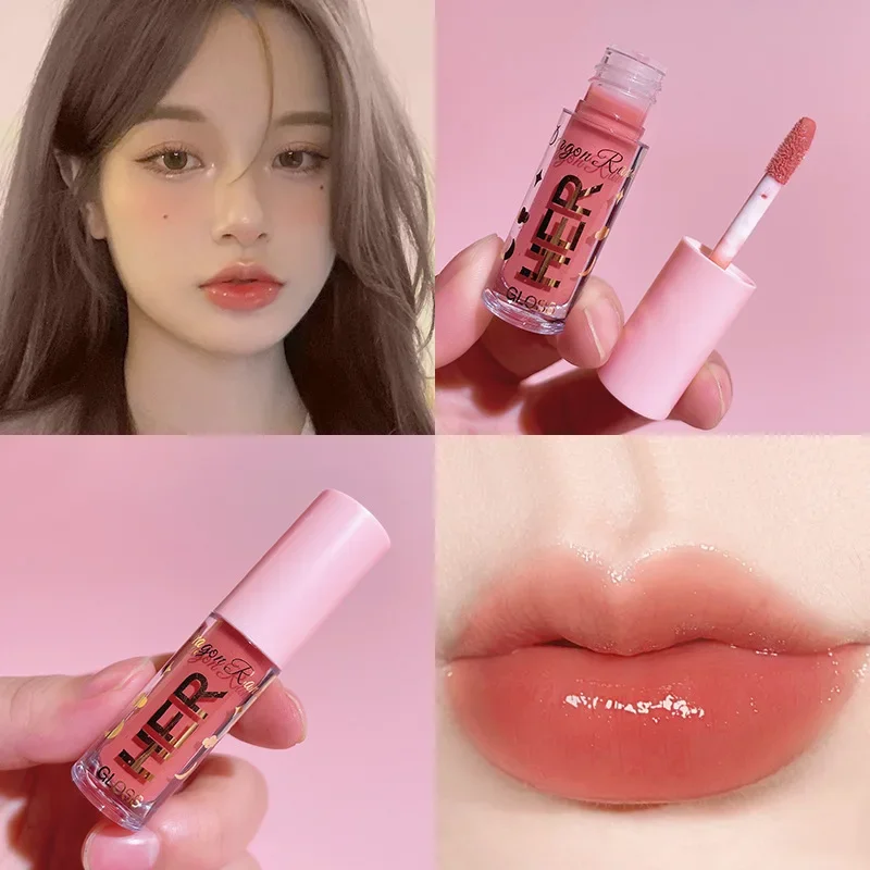 Batom líquido à prova d'água, 8 cores, hidratante, longa duração, brilhante, brilho labial, maquiagem natural, gelatina, cosméticos brilhantes