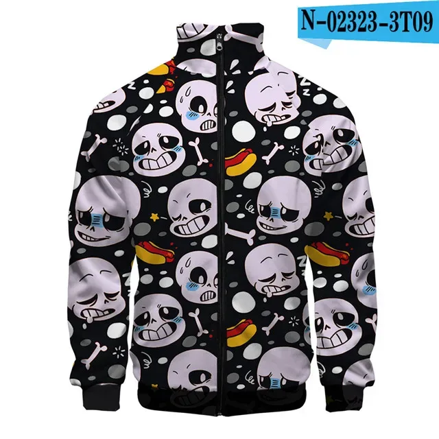 Luxury Popular Sans Undertale 3D Print Zipper Raglan Jacket Windbreaker Boys/Girls Comfortable Stand Collar Jackets Coats