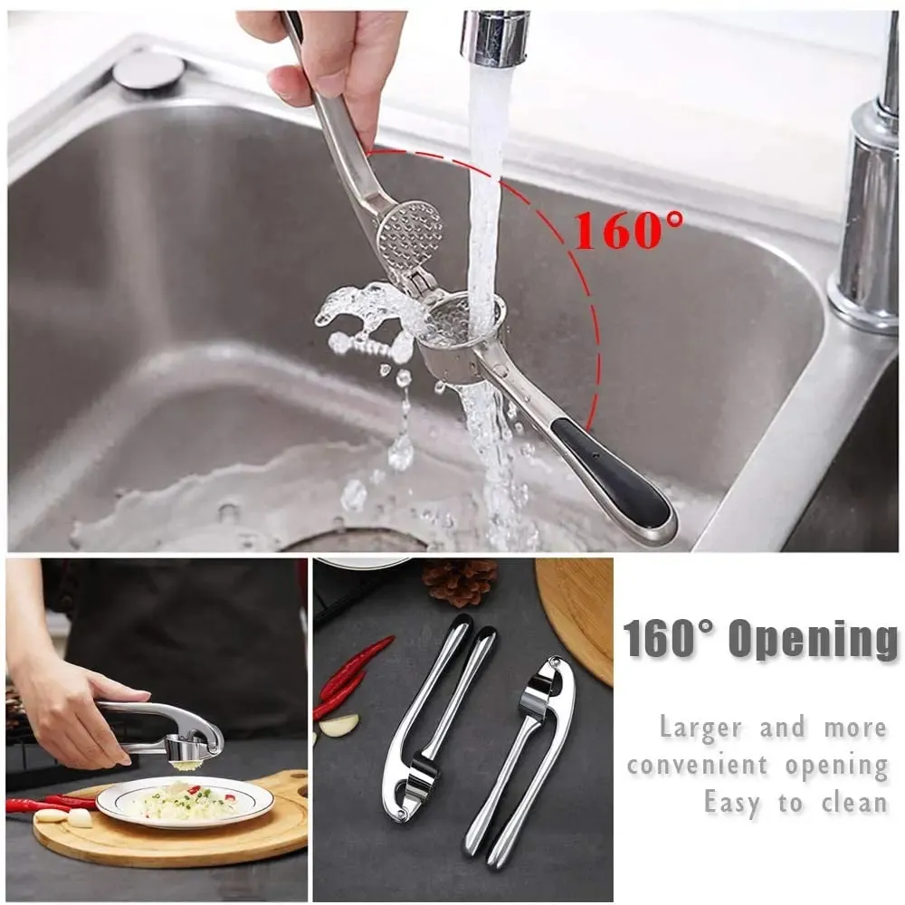 Kitchen Premium Garlic Press Rocker Crusher Dishwasher Safe Professional Garlic Mincer Grinder Tool - Easy-Squeeze Easy-Clean — image 2