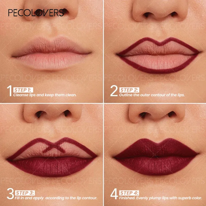 Delineador labial fosco, segundo contorno labial, lábios volumosos e charmosos, sem secagem, cosméticos labiais à prova d'água, adequados para iniciantes