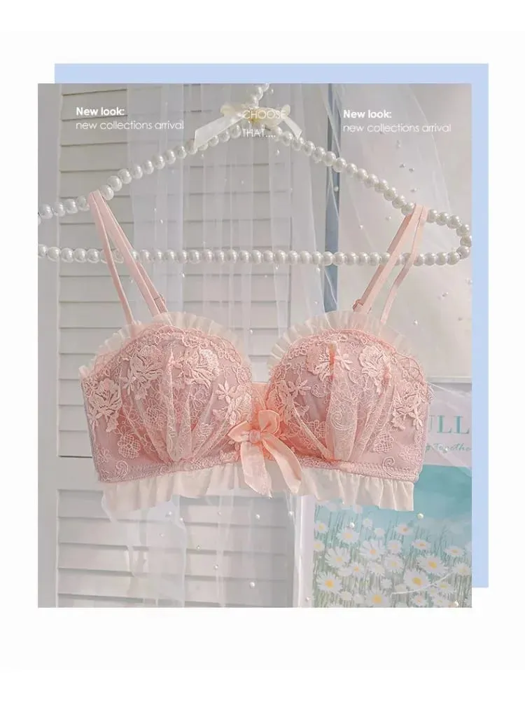 Sutiã push up sem fio para seios pequenos, sutiã de renda anti flacidez, lingerie não acolchoada para melhorar e levantar sutiãs confortáveis