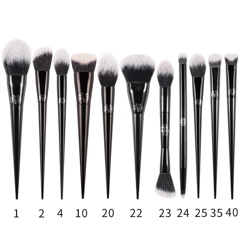 Kat Von D Conjunto de pincéis de maquiagem e kit para base, blush, destaque, corretivo, escultura em pó, sombra, pincel de maquiagem de marca KVD