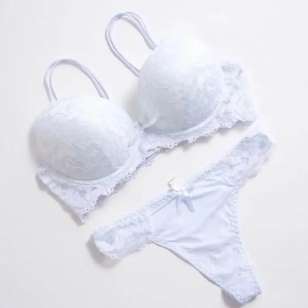 2 pçs/set conjunto de roupa interior alta estiramento cor sólida dupla fileira fivela decorar tamanho grande feminino sexy sutiã de renda e calcinha conjunto
