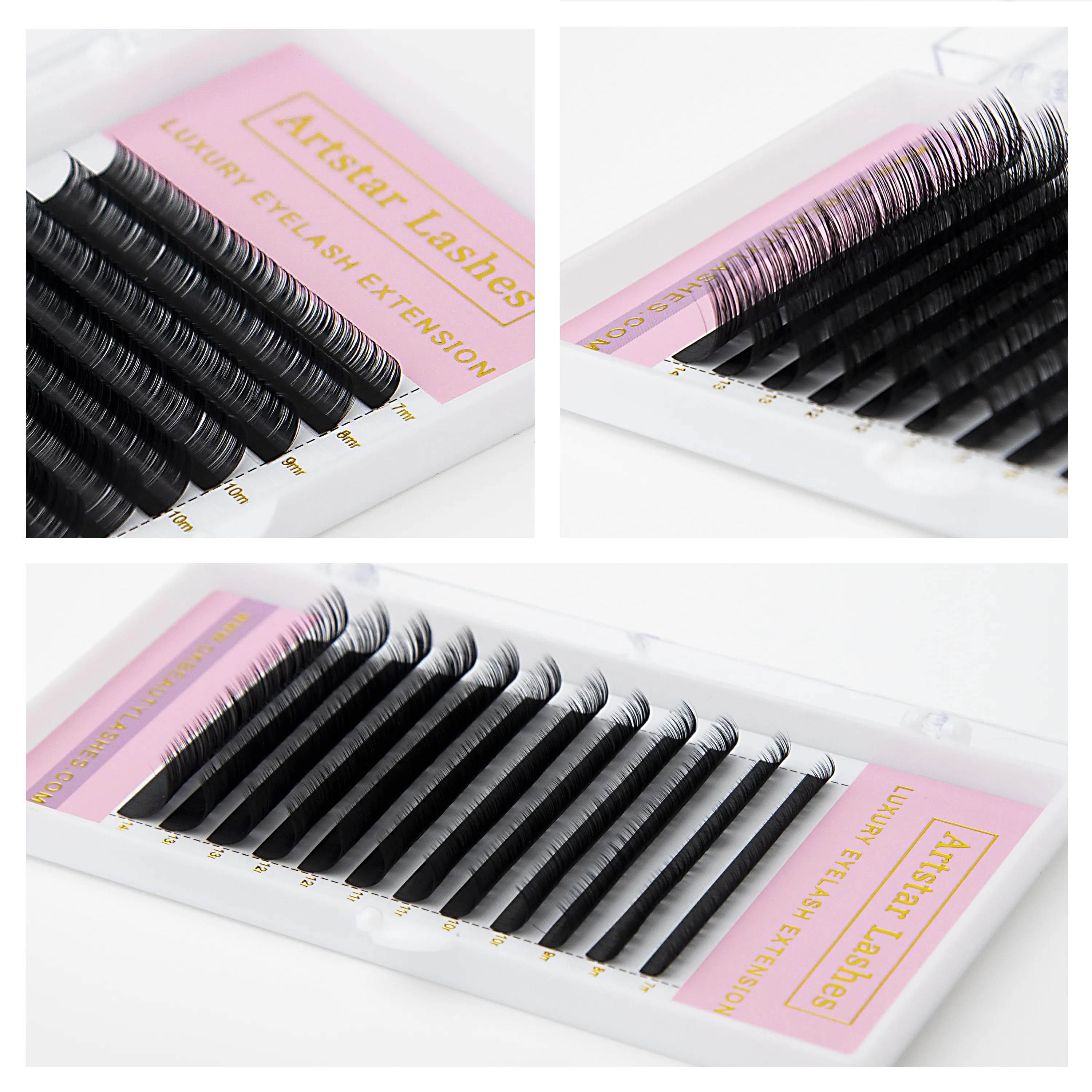12 linhas/bandeja cílios postiços j b curl 6-20mm extensões de cílios preto fosco cílios ferramenta de maquiagem