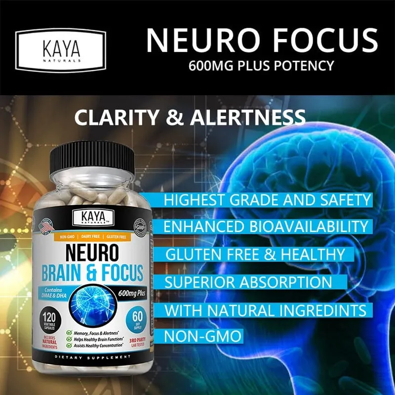 Cápsulas de reforço cerebral nootrópicas - Vitaminas, concentração de memória, clareza e desempenho cognitivo, suporte para alívio do estresse
