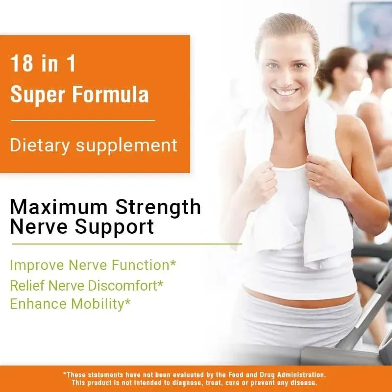 Suplemento de suporte para neuropatia 600 mg - Reduz o estresse, promove a saúde nervosa e a função cerebral. Energia celular não OGM