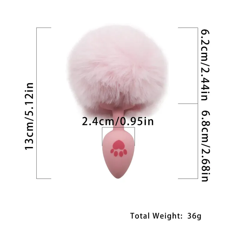 4 tamanhos bonito rosa gato pata impressão silicone anal plug macio cauda butt plug adulto jogo anal contas erótico cosplay brinquedos sexuais para mulher