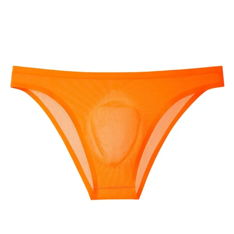 Calcinha triangular masculina de seda gelo, confortável, respirável, tamanho grande, cuecas finas, lingerie, roupa íntima para homens