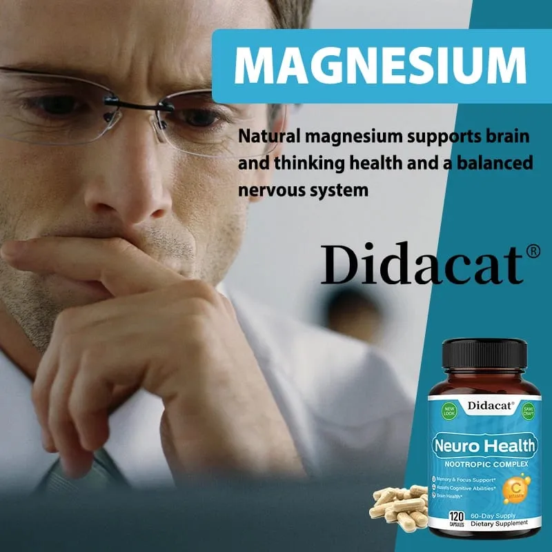 Complexo de Nutrição Cerebral - com Extrato de Bacopa Neuro Health Support Antioxidante Promove a Saúde Nervosa Energia Celular