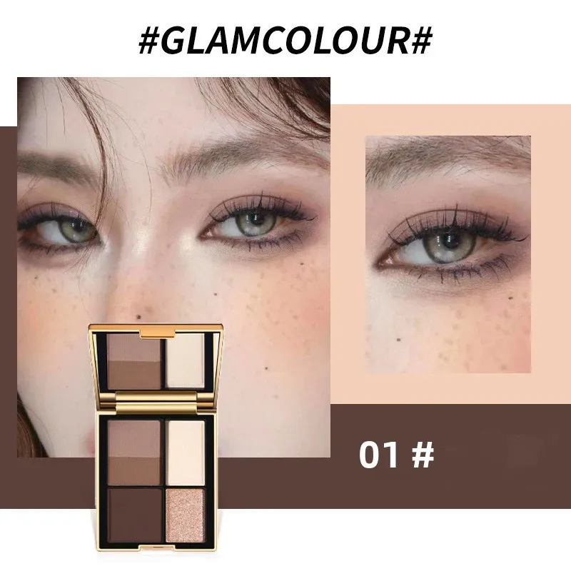 Versátil paleta de sombras mágicas de 5 cores, tons marrons, acabamento brilhante fosco, kit de maquiagem de olhos de longa duração para todas as idades
