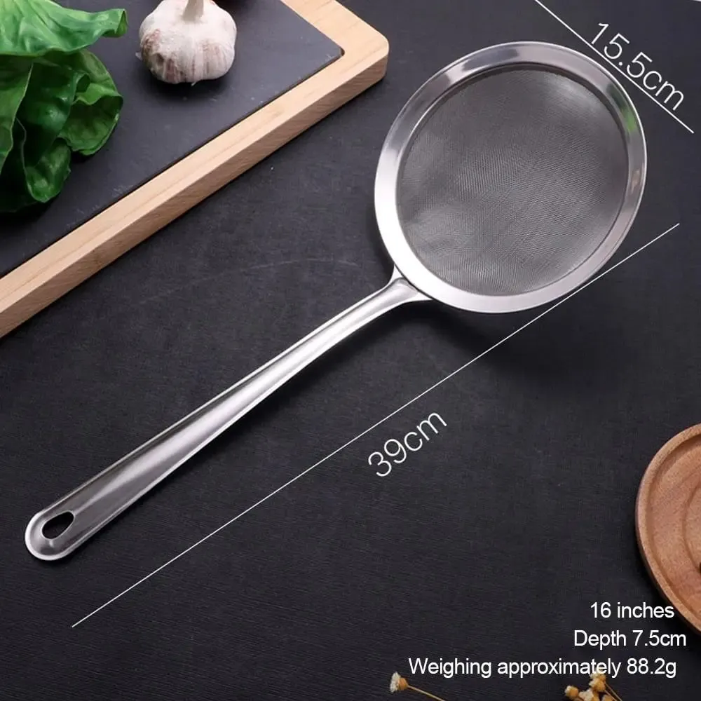 Multi-functional Fine Mesh Strainers Oil Strainer Skimmer Stainless Steel Filter Spoon Oil Colander Flour Colander Sifter